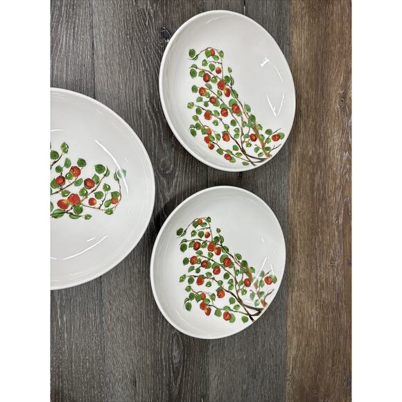 Ceramisia Italy stoneware Serving Bowl Apple tree 10” Pasta Bowl ~set Of 3 - Picture 5 of 12